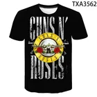 Новинка 2021, летняя футболка 3D Guns N Roses для мужчин, женщин, мальчиков, девочек, модная уличная одежда, футболки с принтом, крутые футболки