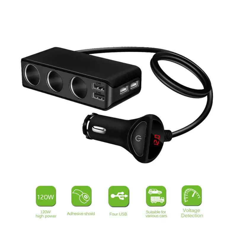 3 сторонняя розетка для автомобильного прикуривателя Onever 4 порта USB разветвитель