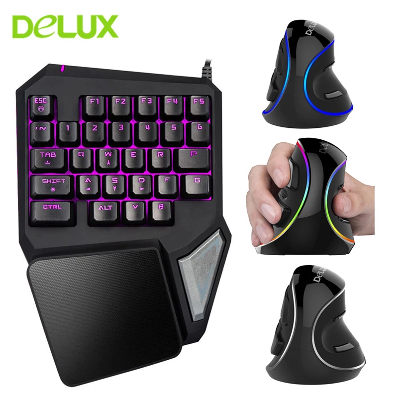 Delux Проводная эргономичная игровая мини клавиатура для компьютера и