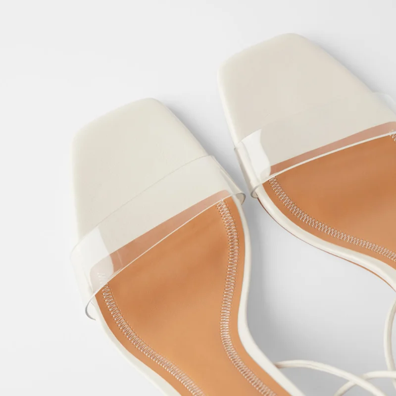 2021 женские босоножки на каждый день ПВХ Прозрачные высокие каблуки туфли Ремешок