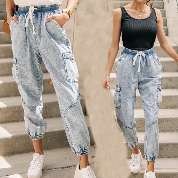 

KALENMOS 2020 Autumn Winter Elastic Jeans Women Loose Washed Denim Pants Vintage Trousers Pantalones Vaqueros Mujer Mom Jeans