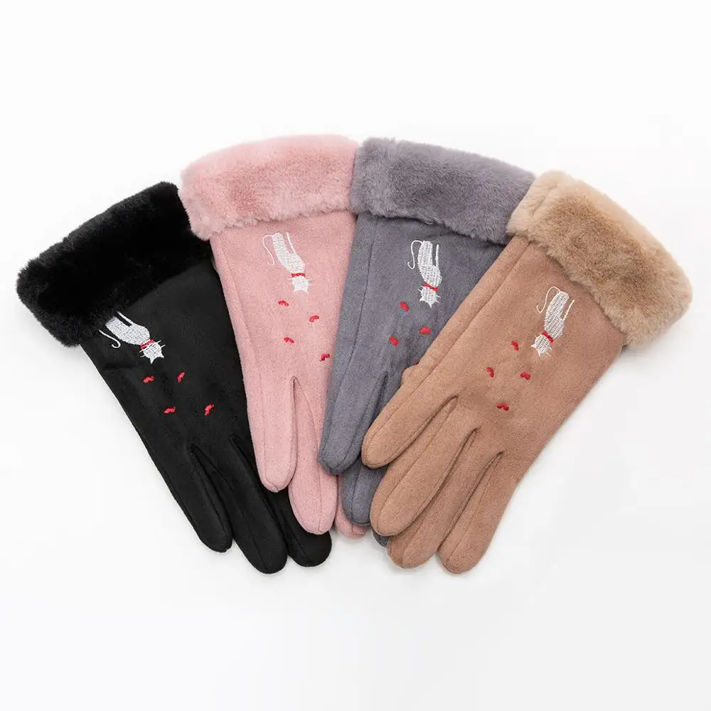 Женские перчатки CANCHANG утепленные хлопковые на осень и зиму с плюшевым ремешком