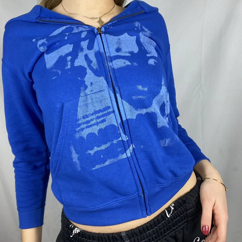 

Women Pullover Head Print Cardigan Street Fashion Hooded Jacket Sweater Women Casual Outdoor Zipper Autumn Winter Female Clothes