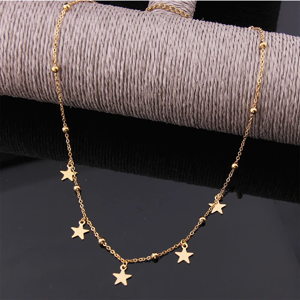 SUQI Новое модное ожерелье из нержавеющей стали не выцветающее цепочка бисера