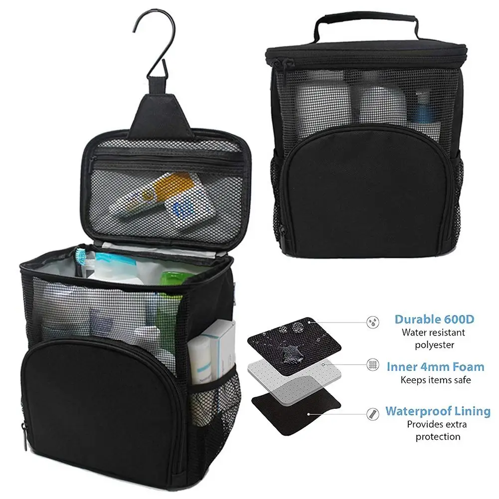 

Hanging Travel Toiletry Bag Water-resistant Shower Caddy Tote Bag With Hanging Hook Mesh Makeup Cosmetic Storage