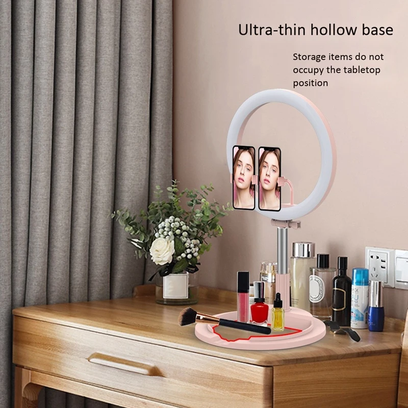 

Folding LED Ring Desktop Fill Light, with Dual Camera Positions, Suitable for Mobile Phone Live Broadcasts and Photos