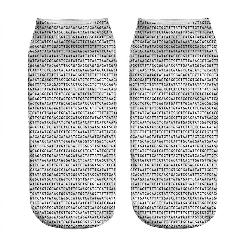 

2021 Women's socks kawaii The Genetic Code Printed Socks Women harajuku Happy Funny Novelty cute girl gift Socks for women