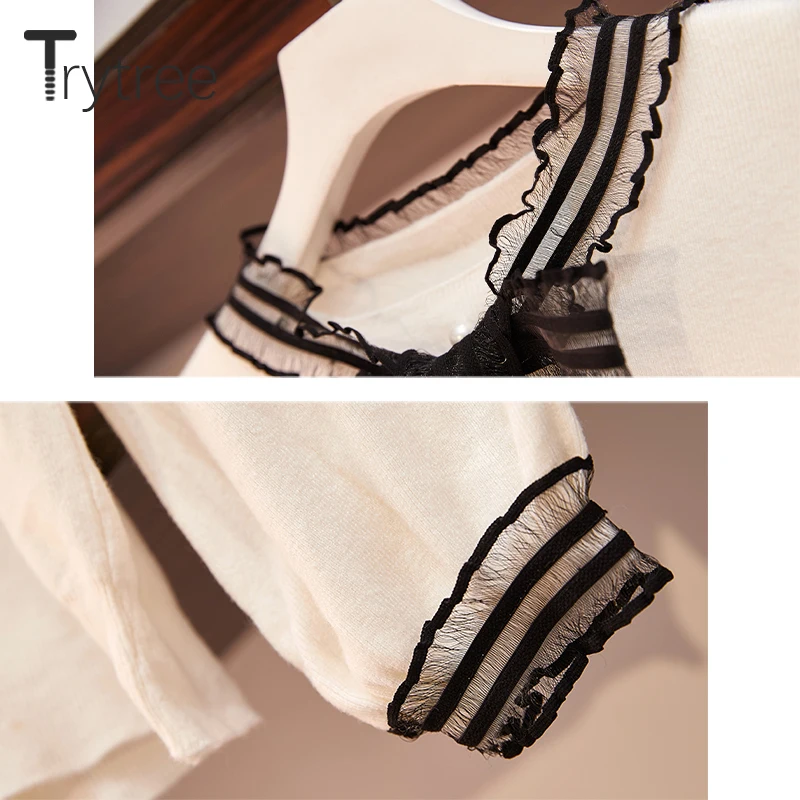 Trytree осенне-зимний комплект из двух предметов Повседневный вязаный свитер с