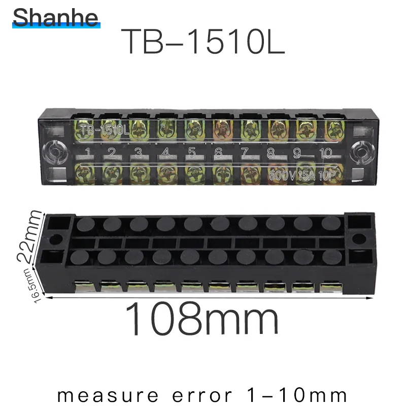 Терминал 600V 15A TB-1503 TB1504 TB1505 TB1506 TB-1510 TB-1512 провод Барьер Блок Клеммная лента - Цвет: TB-1510