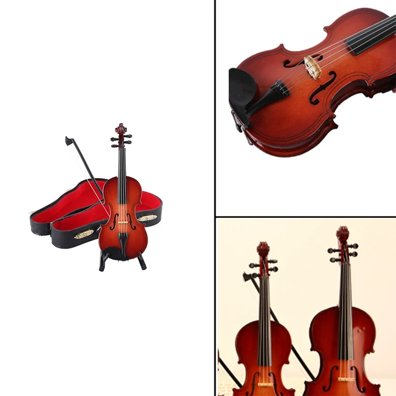 

Musical Instruments Mini Violin Wooden Collection Decorative Ornaments Model Decoration Gifts With Support