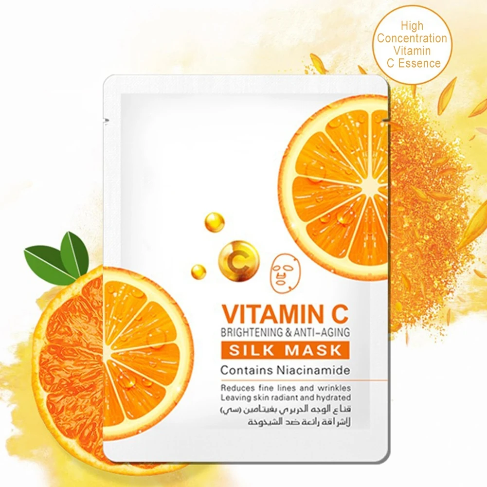 

Moisturizing Smooth VC Mask Vitamin C Silk Mask Whitening Nourishing Reduce Spots Even Skin Tone 28g*5PCS