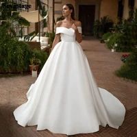 simple soft satin wedding dresses off the shoulder princess bridal gown plus size wedding gowns 2021 custom made