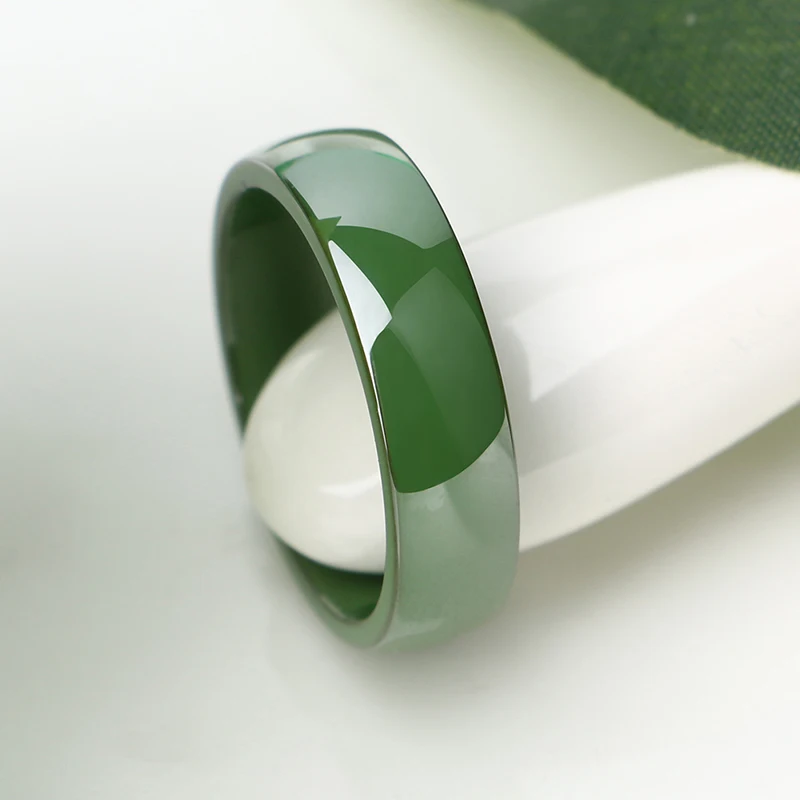 New Wide 6mm Beautiful Smooth Ceramic Woman Ring High Quality Healthy Green Wholesale Jewelry For Girl Party Wedding Gift | Украшения и