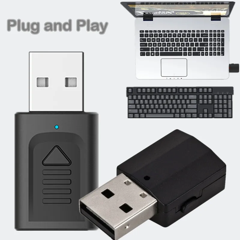 

2 Styles Bluetooth 5.0 Wireless Audio Receiver Transmitter Free Drive USB 3.5MM Interface With Adapter Cable