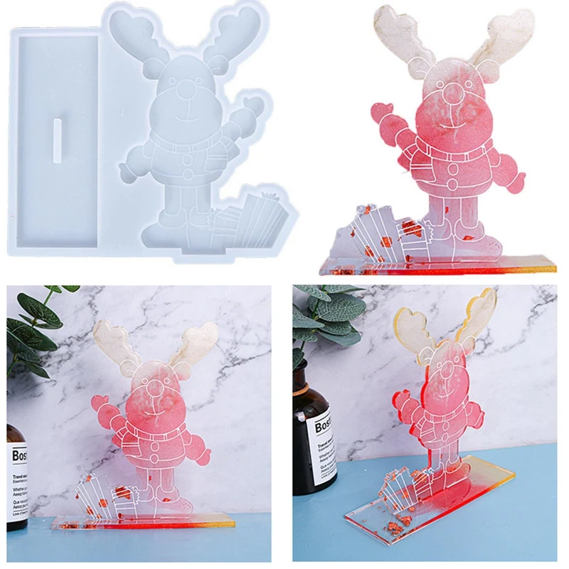 

Christmas Deer Resin Epoxy Mold DIY Decoration Ornament Silicone Resin Mould Xmas Party Home Decoration Resin Moulds