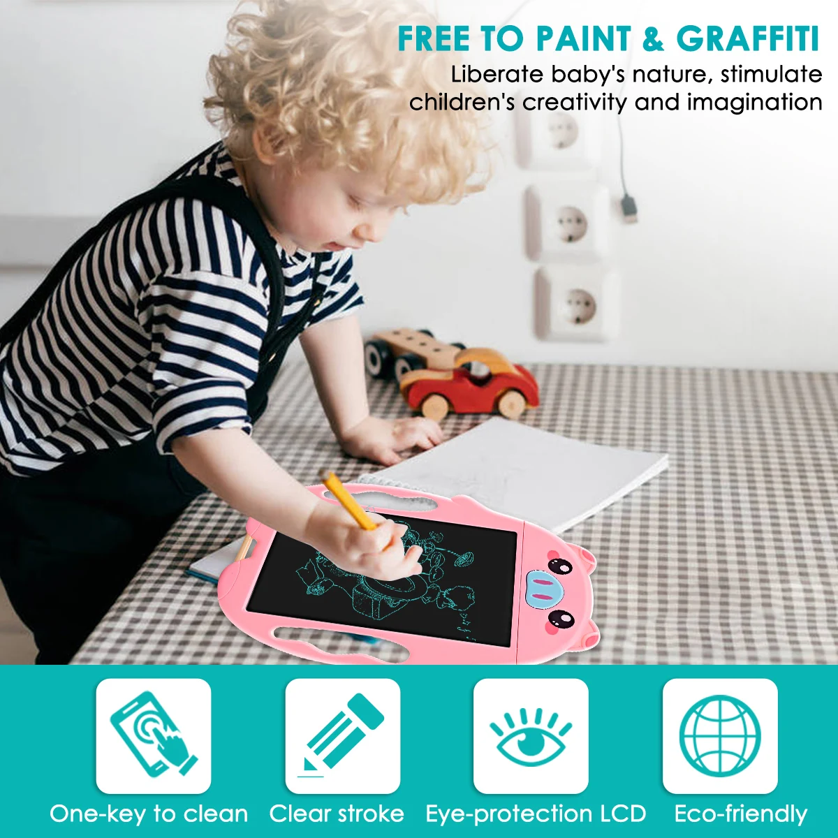 9 дюймов детская игрушка мультяшная свинка Электронная ЖК-доска для рисования