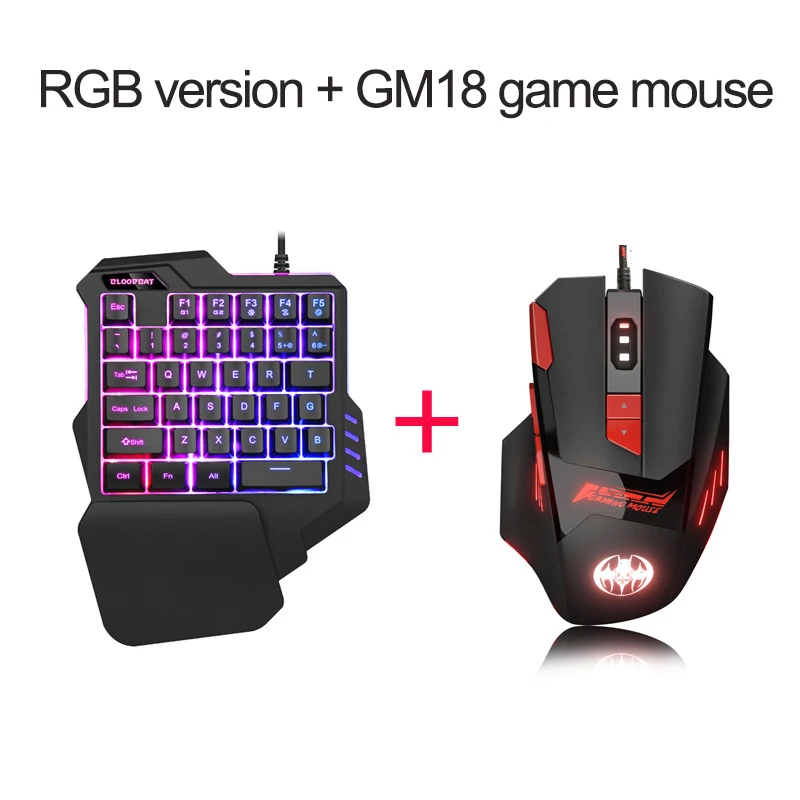 

Клавиатура и мышь ZY Electronic World Store с RGB подсветкой для одной руки, набор клавиатуры и мыши для мобильных игр