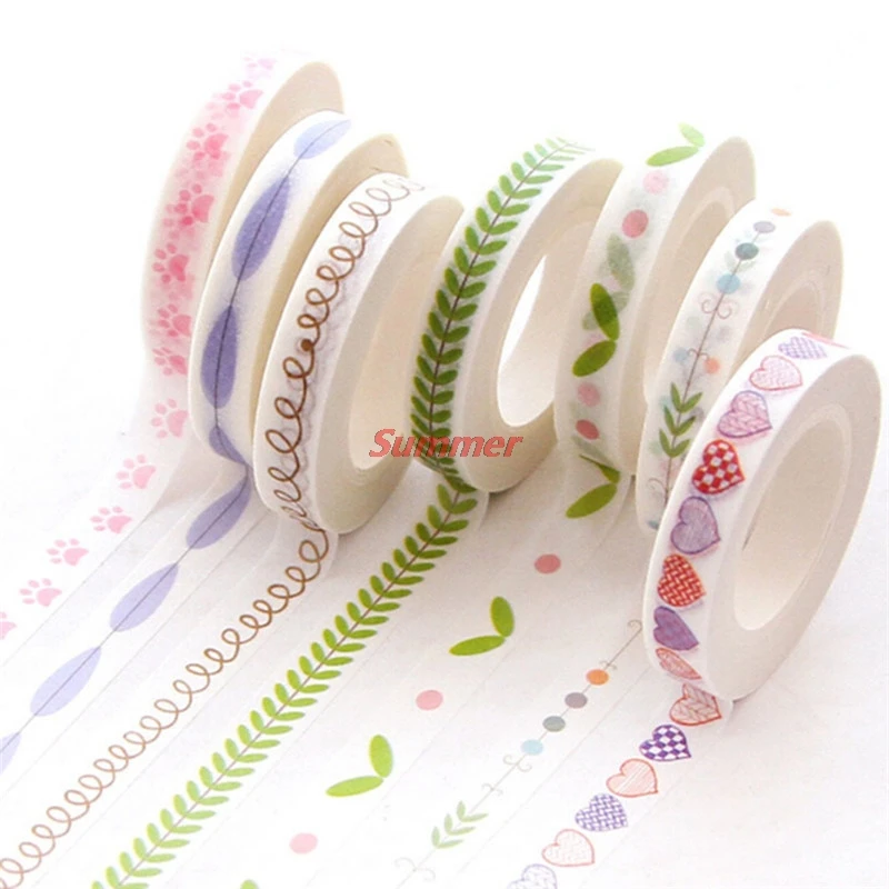 

7mm*10m Beautiful Unique Plant Green Leaves Decorative Washi Tape Paper DIY Scrapbooking Masking Tape School Office Supplies