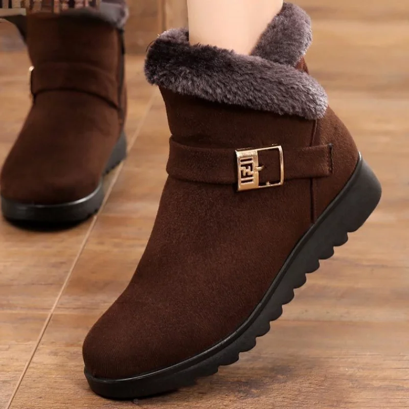 Зимние ботинки для женщин 2021 теплые на толстой плюшевой подкладке женские