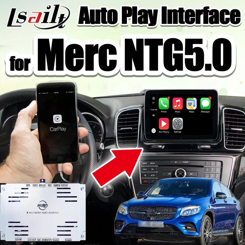 Интерфейс Plug &amp Play Auto для 2015-2018 Benz C/E/A/B/ML/GLK Ntg 5 0 с Siri Command carplay box от Lsailt | Автомобили и