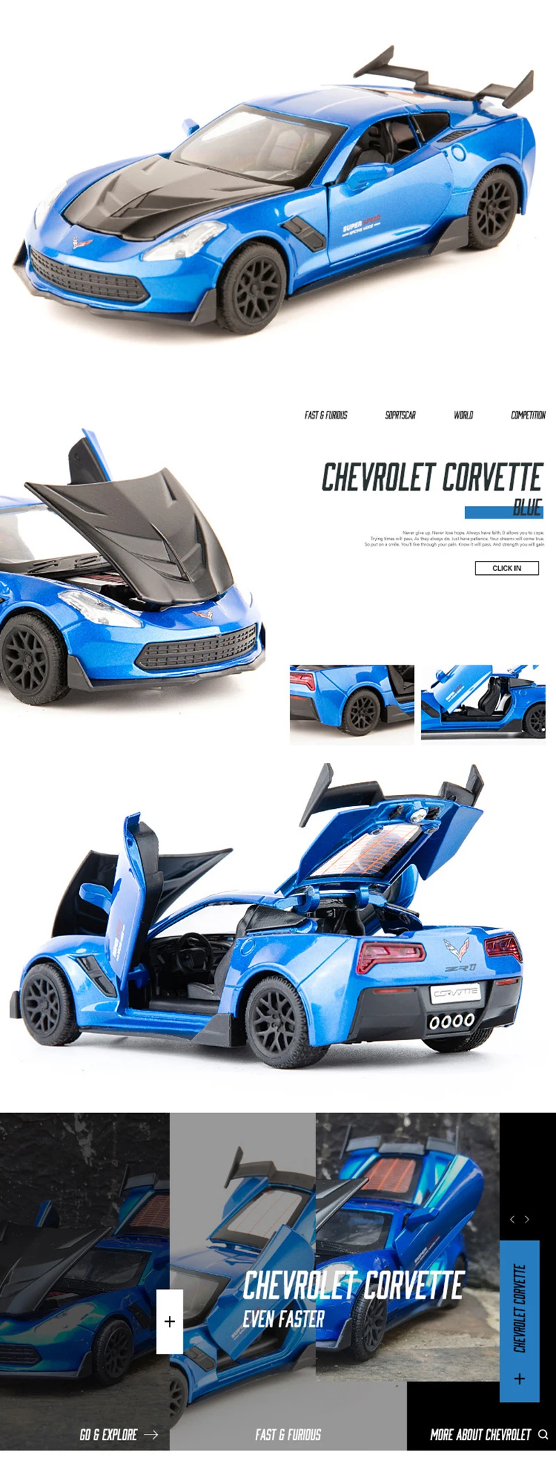 1:32 Corvette Diecasts& Toy vehicles сплав оттягивающийся автомобиль игрушки Модель со звуком и светильник игрушечные машинки для детей Подарки