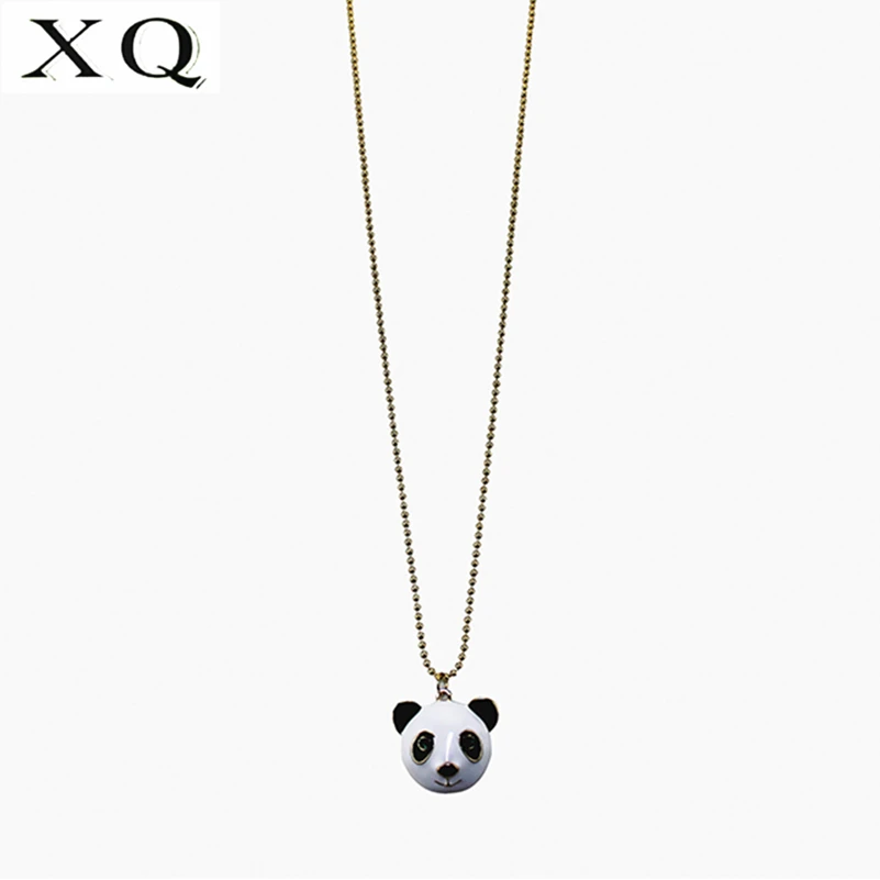 XQ цинковый сплав голова панды кулон длинное ожерелье в виде животного