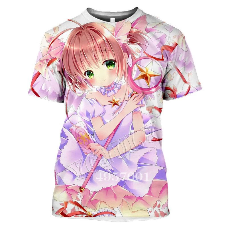 

Unisex Casual Pullover Clothing Streetwear Hip Hop Fashion Men T Shirt Anime Card Captor Sakura 3D Printed Harajuku T-shirt Y891