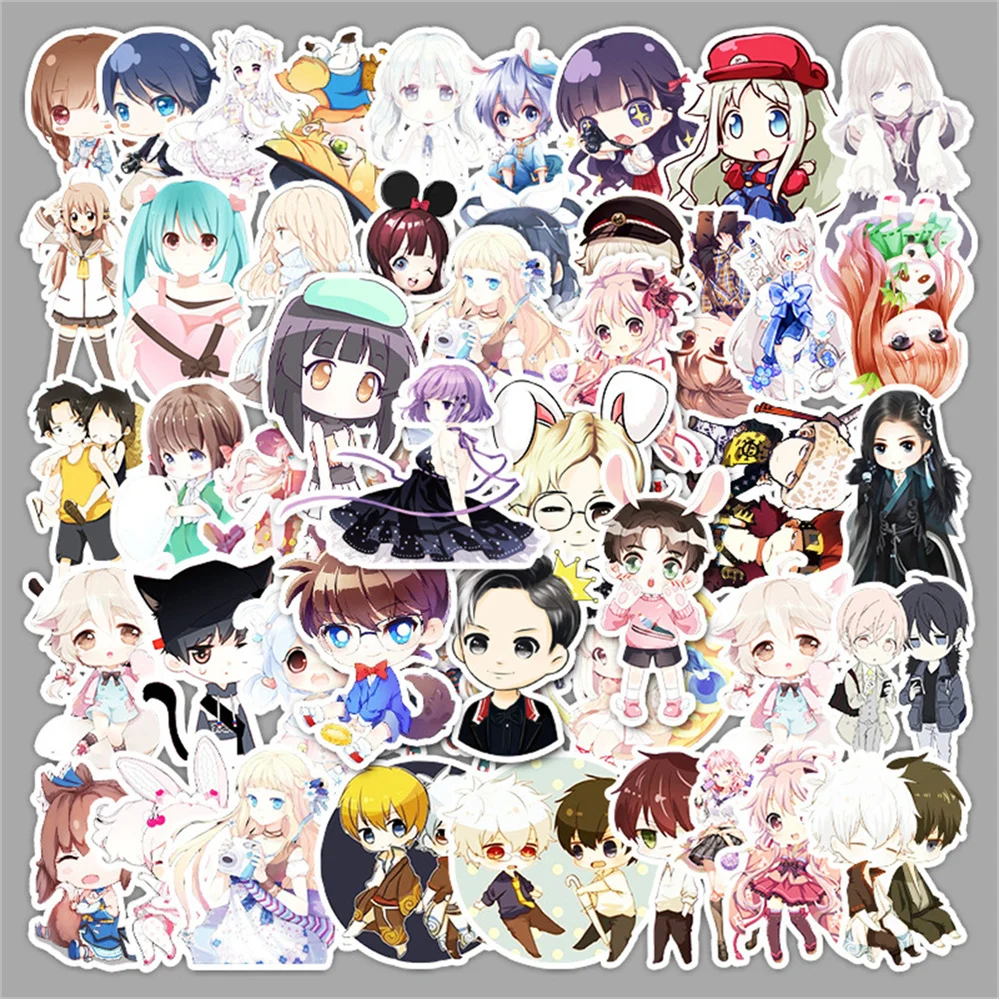 

10/30/50 Cartoon Cute Anime Girl Character Small Fresh Graffiti Phone Case Diary Decoration Waterproof Sticker Toy Wholesale