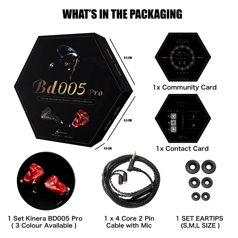 KINERA BD005 Pro 1DD 1BA Hi Fi гибридная технология съемный кабель наушники вкладыши