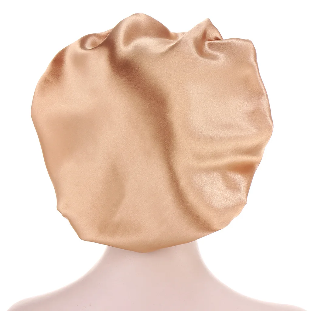 

New Women Elastic Satin Bonnet Sleep Night Cap Headband Big Size Beauty print Cap Women Cosmetic Salon Hat Head Cover Bonnet