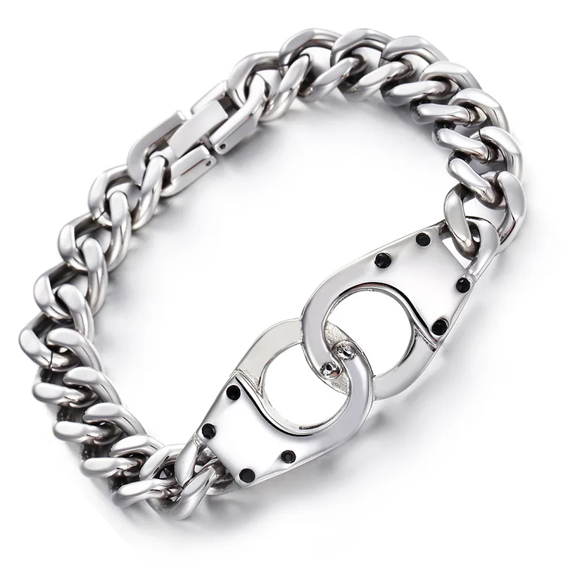 

Hemiston Hot Selling Personality Titanium Steel Handcuffs Bracelet Stainless Steel Bracelet