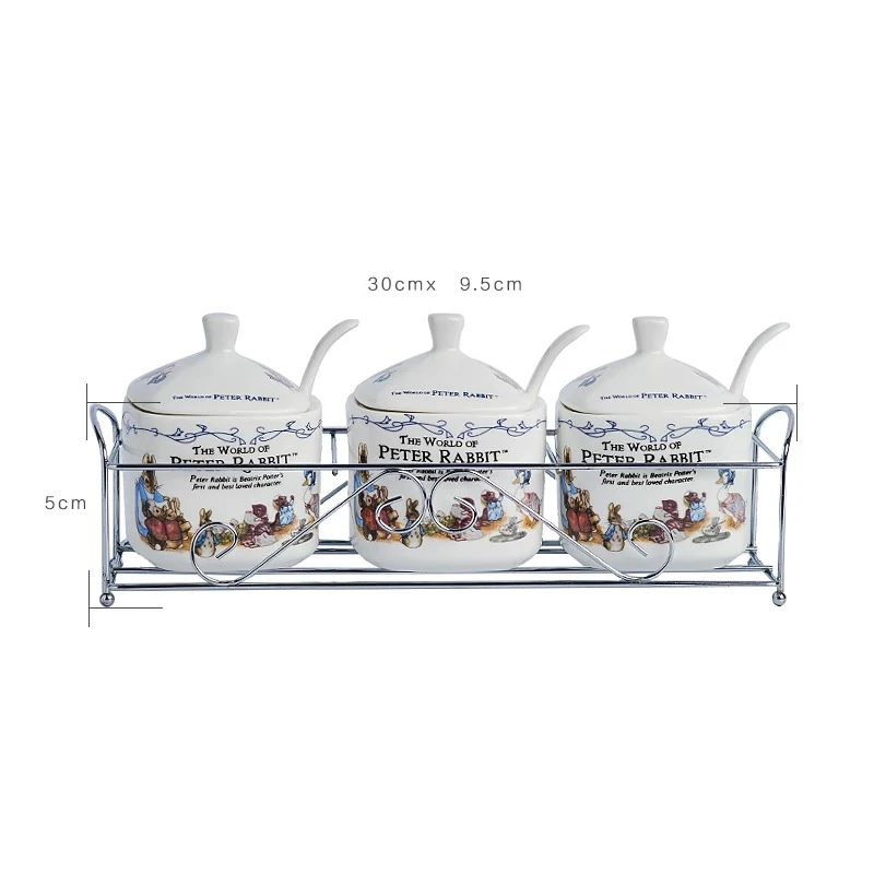 Peter Rabbit Export Order Best Quality Sugar Bowl Kitchen Tools Salt Spice Tin Spices Container Honey Jar Suikerpot Zuccheriera