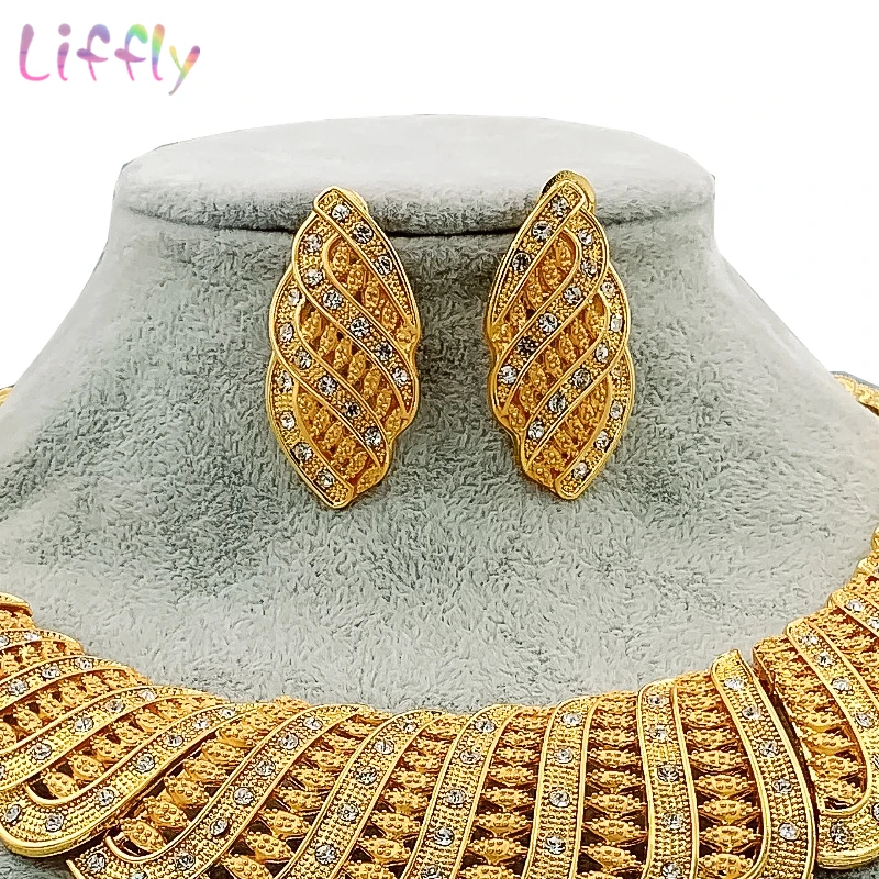 Классические Ювелирные наборы Дубай ожерелье элегантный свадебный браслет