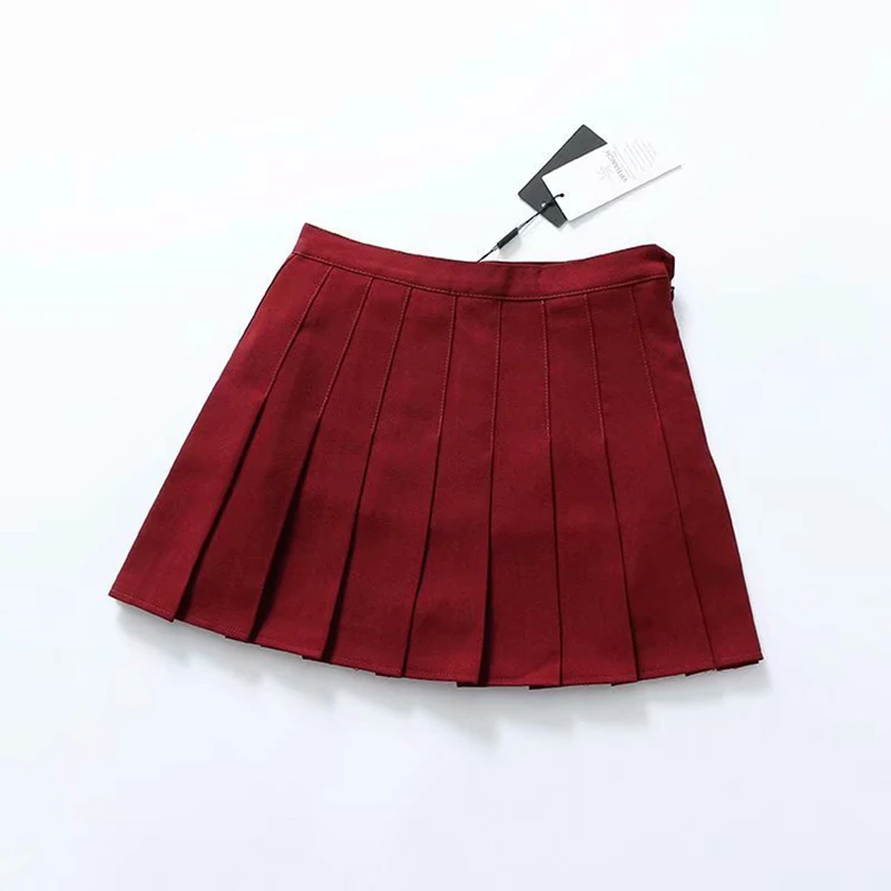 

2020 Gothic Punk Pleated Skirt Ladies Black Red Mini Summer High Waist Red Plaid Harujuku Short Skirts