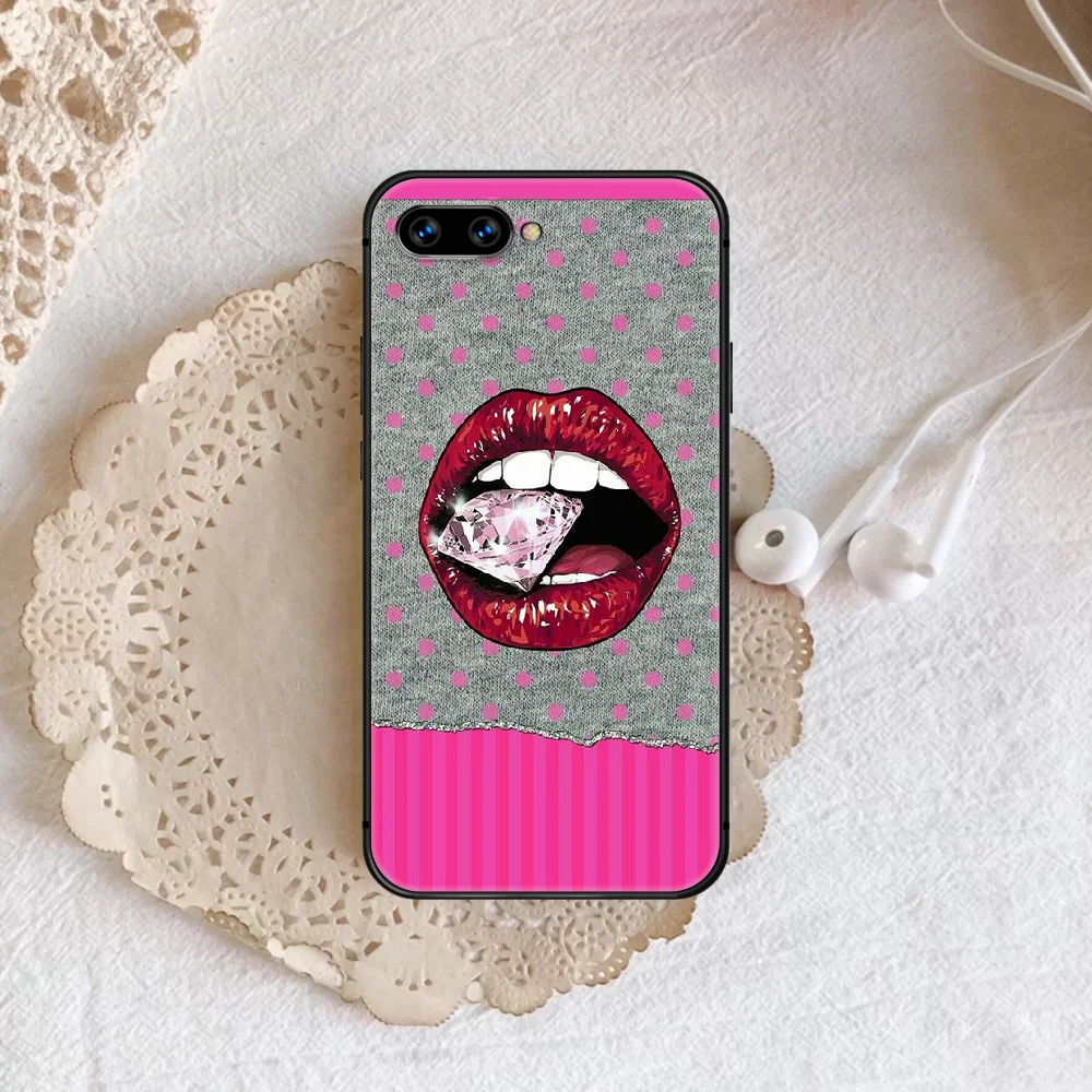 

Sexy red lips Phone Case Cover Hull For honor 7a 8 8s 8a 8x 9 9x 10 20 i Lite Pro black Funda Trend Prime Pretty Shell Tpu