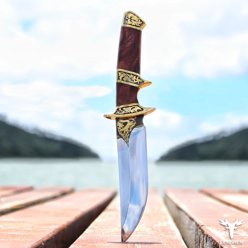 Охотничий нож ручной работы LENGREN 9CR18MOV острый для выживания в Североамериканском