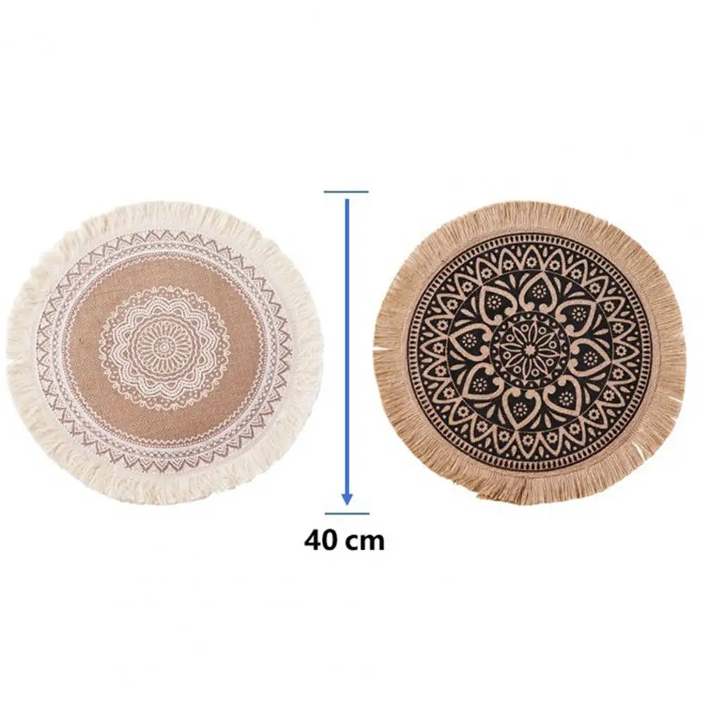 

Cotton Linen Table Mat Retro Style Insulation Non-slip Placemat Kitchen Decor