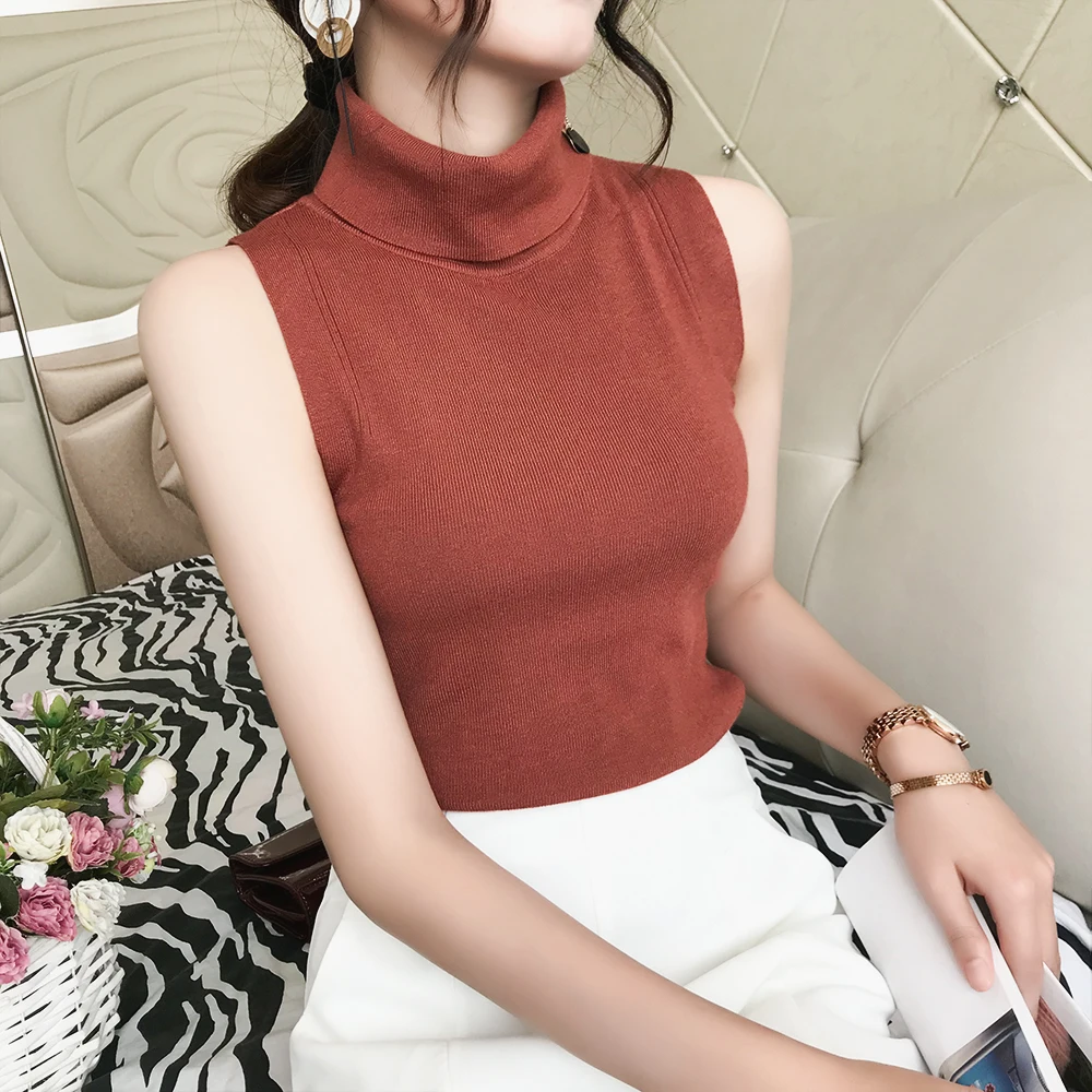 2019 Новый Модный женский трикотажный однотонный вязаный жилет без рукавов с