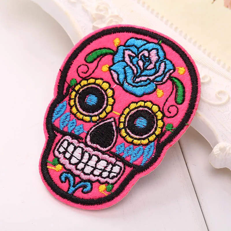 Железная нашивка вышитый череп для одежды на нашивках аксессуары рукоделия