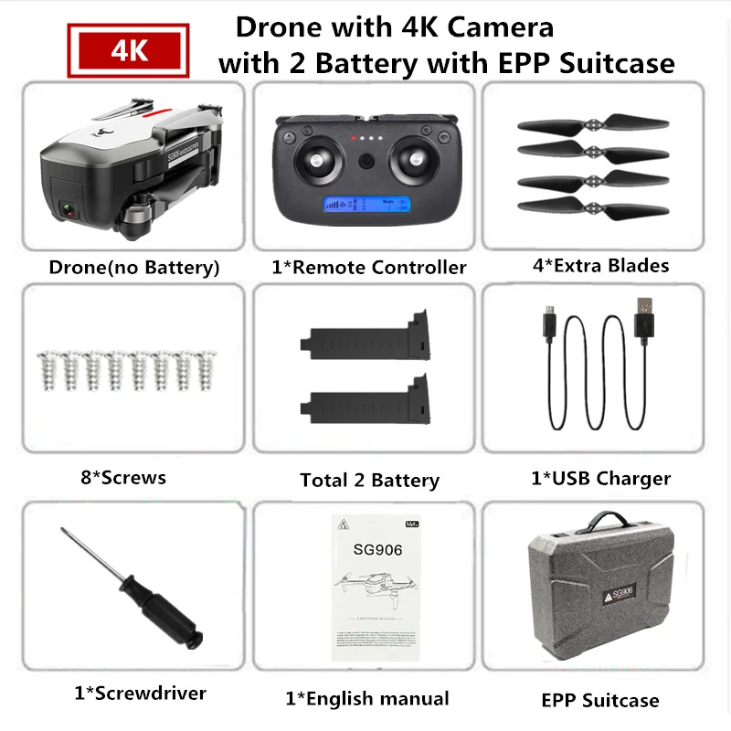 W8 4K 2B EPP Box SG906 RC gps Дрон 4K Квадрокоптер с камерой 5G wifi бесщеточный Квадрокоптер складной Дрон с камерой HD VS SJRC F11 PRO Дрон - Цвет: W8 4K 2B EPP Box