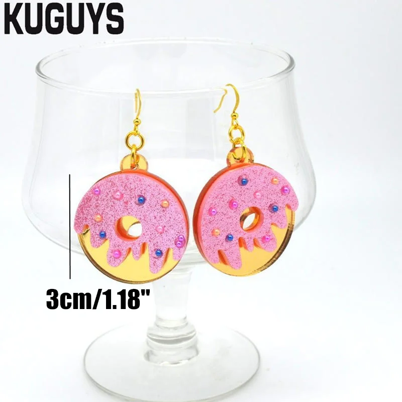EARRING KUGUYS милые летние сережки-палочки для мороженого для женщин, блестящие акриловые длинные серьги-капли, модные ювелирные изделия, трендовые аксессуары - Окраска металла: EARRING