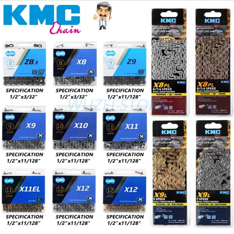 Велосипедная цепь KMC X8 X9 X10 X11 X12 велосипедная 8/9/10/11/12 скоростной шоссейный