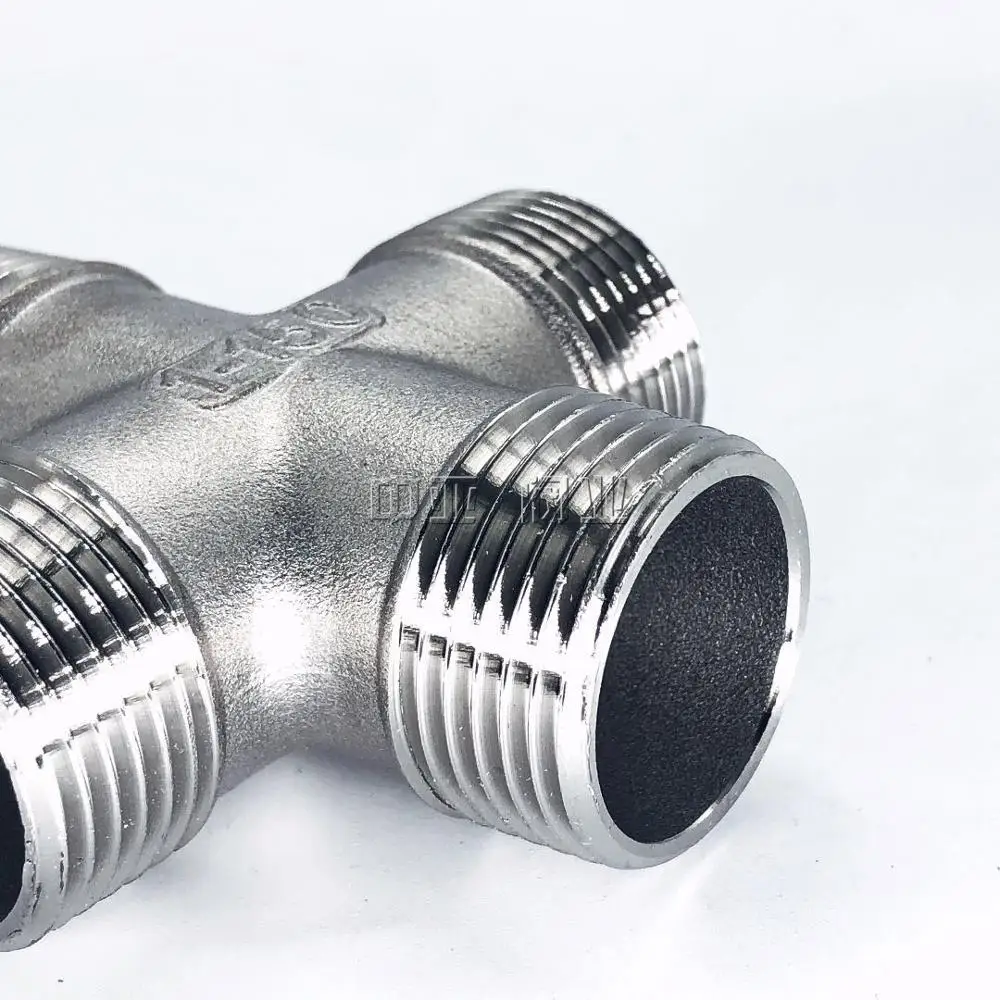 

1/2" DN15 male BSPT Thread Pipe Fitting 4 Way Stainless Steel SS304 Cross Type Coupling Pipe Connector