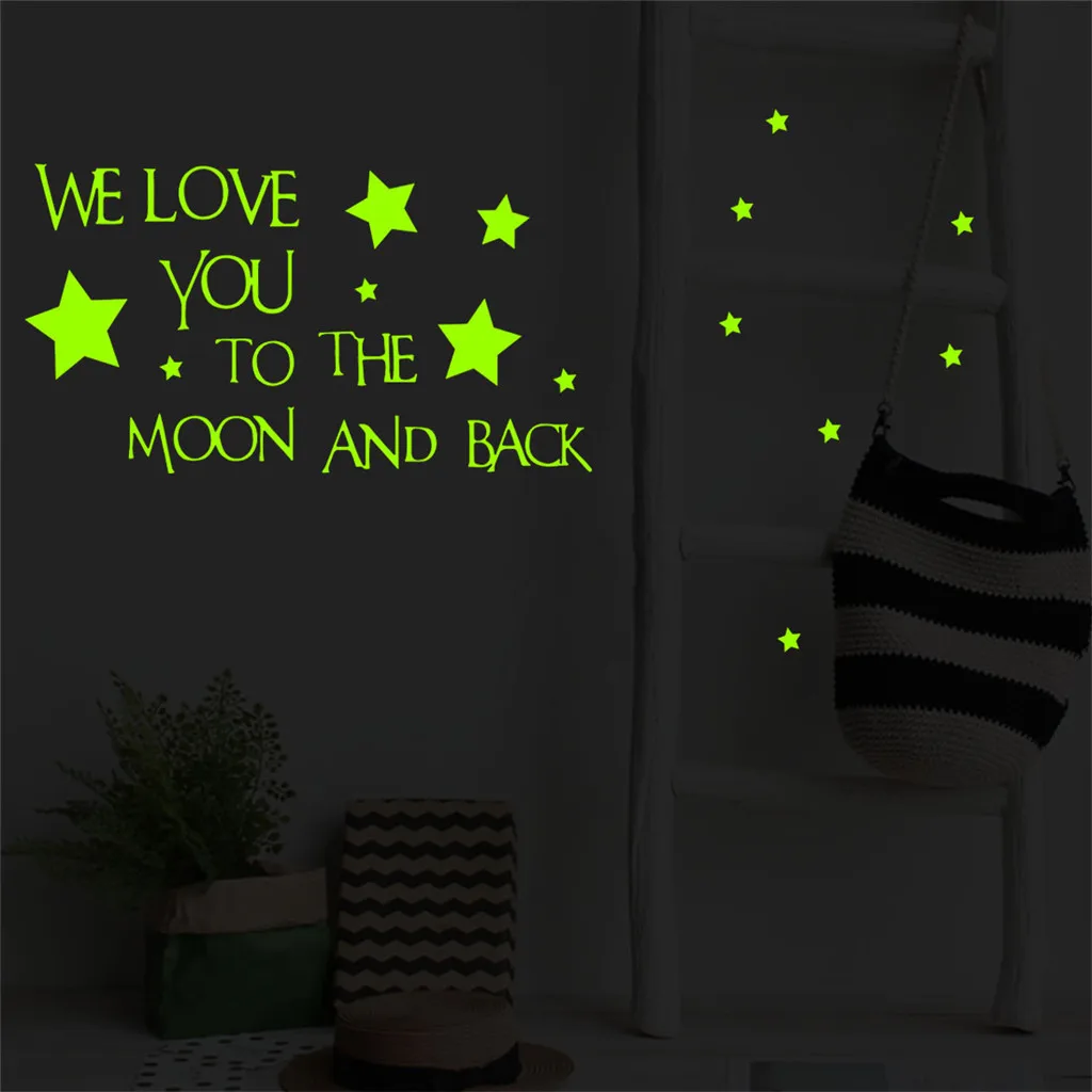 Виниловые обои с надписью We Love you to the Moon and Back|Наклейки на стену| |