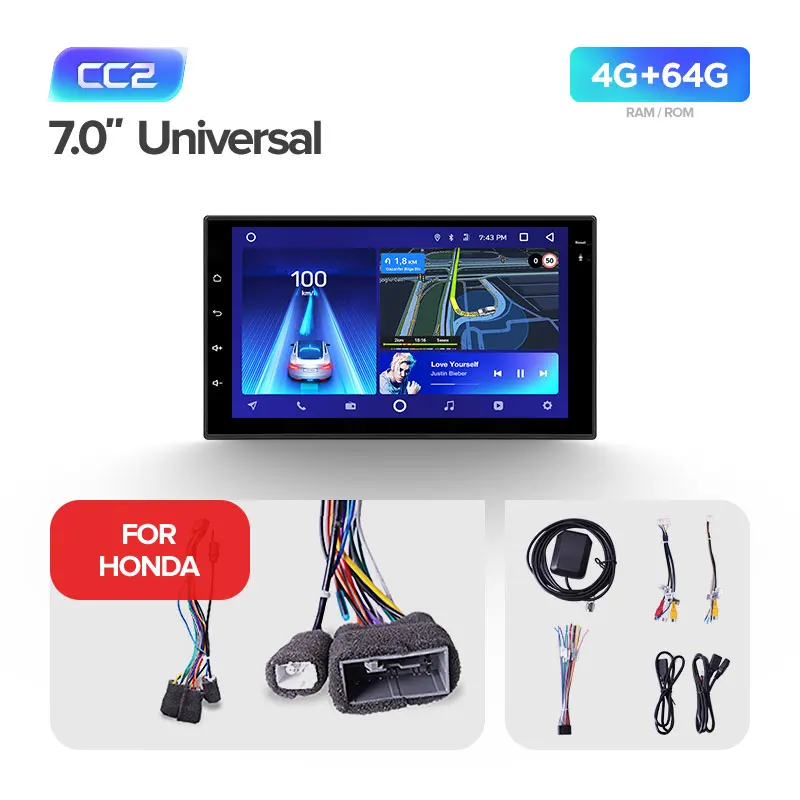 Honda CC2 64G TEYES CC2 автомобильный мультимедийный плеер android 2 Din DVD для автомобиля Nissan almera qashqai juke Toyota Volkswagen Mazda Kia VW peugeot лада - Цвет: Honda CC2 64G