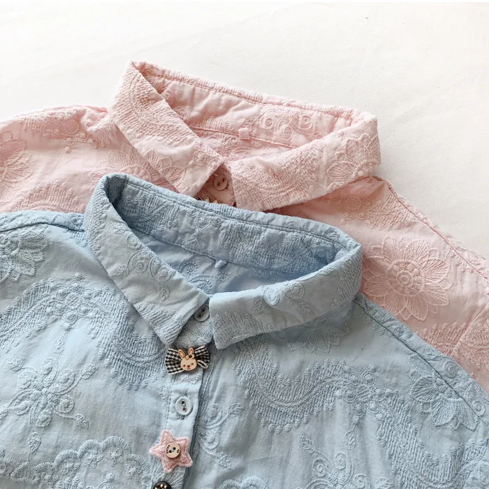 

2021 Spring Boutique Mori Girl Plus Size Lolita Princess Cotton Embroidery Loose Cute Shirt Women's Top Casual Blouse