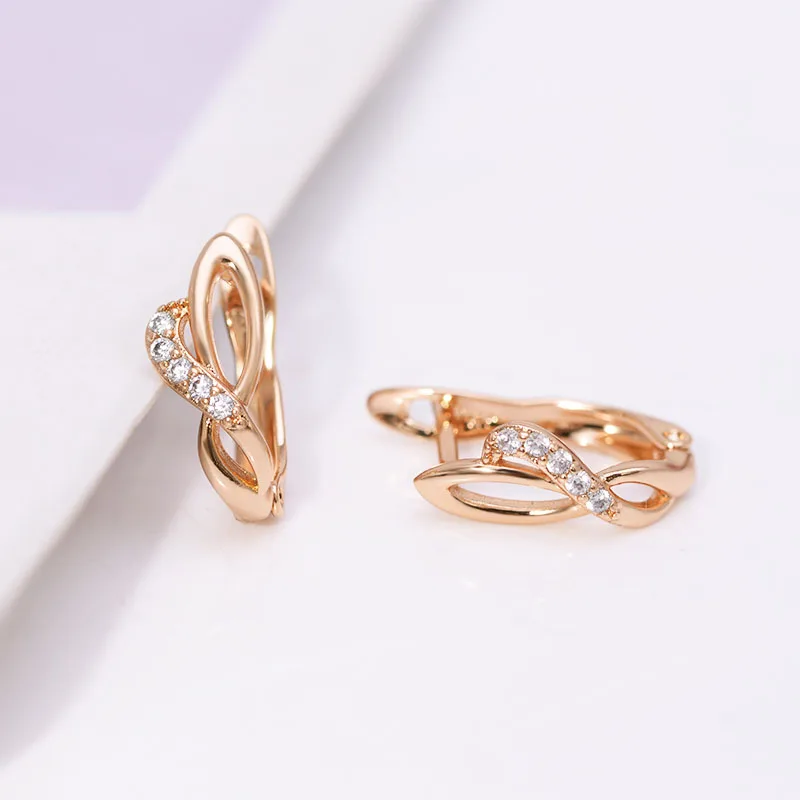 MxGxFam Good Price Flower Petal Zircon Hoop Earrings For Women Fashion Jewelry Gold Color 18 k | Украшения и аксессуары
