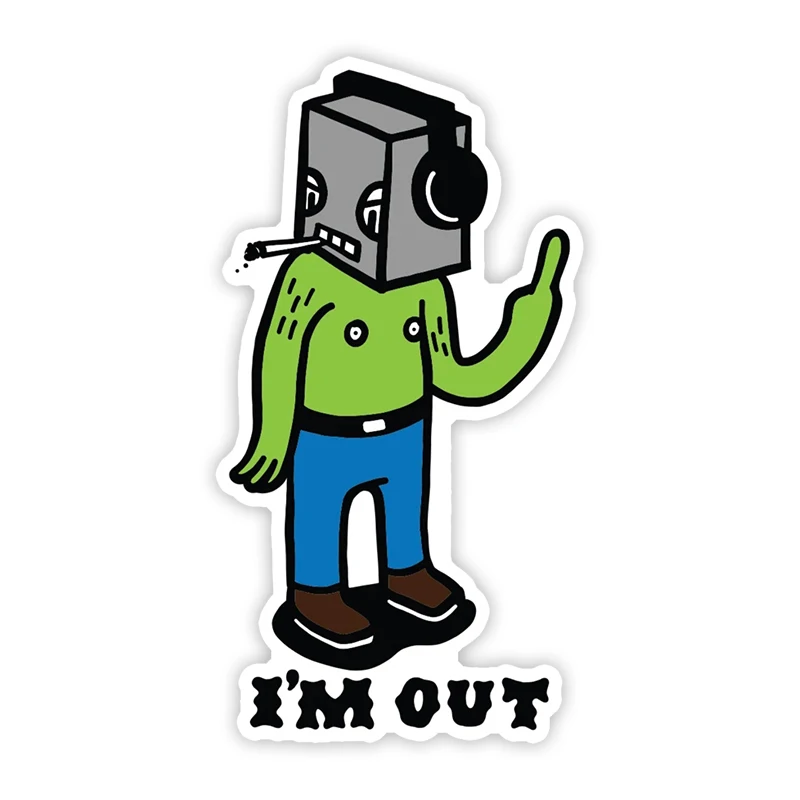

S50850# 13CM/17CM Personality PVC Decal For I'M OUT ROBOT Waterproof Car Sticker on Motorcycle Laptop Decorative