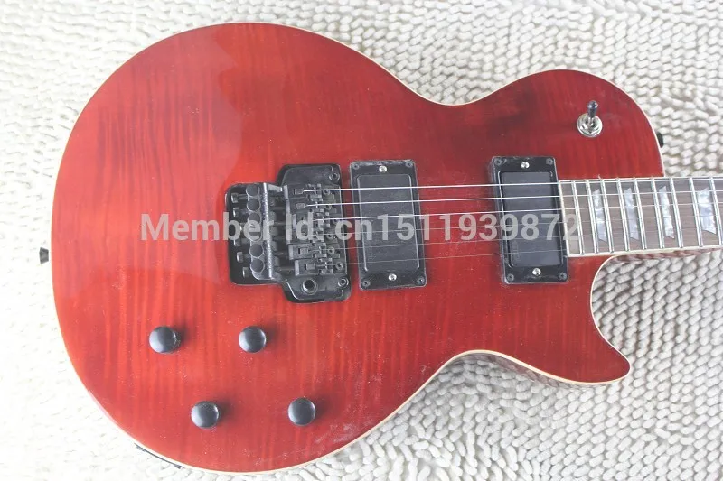 Бесплатная доставка Who.ale lp custom Floyd Rose Bridge ЭМГ активный Pickup Black 9V Battery red Electric Guitar -