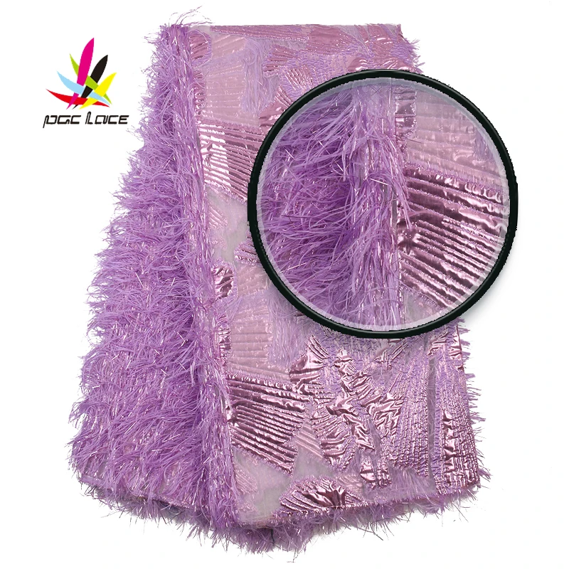 Парча жаккардовая кружевная ткань нигерийская парча с перьями Африканский лук